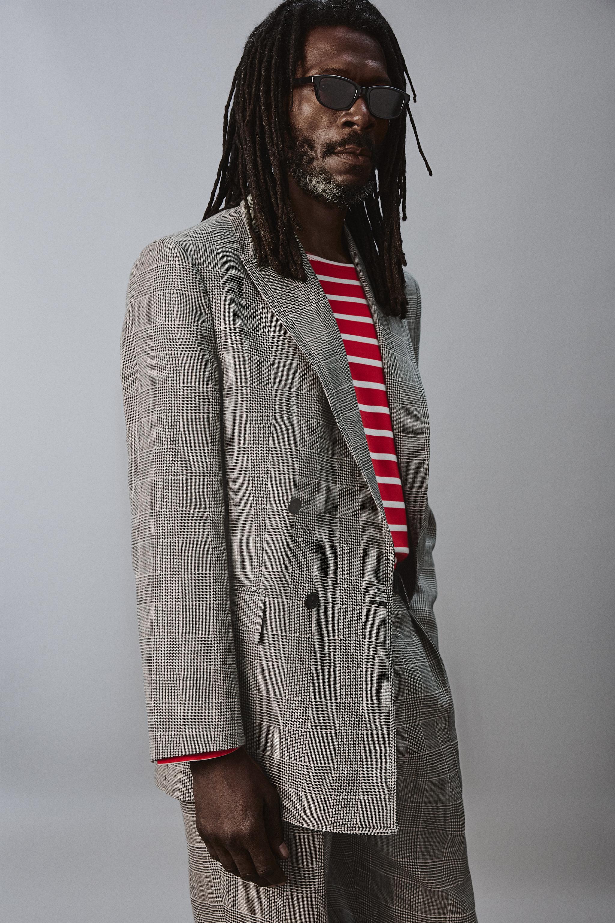VESTE CROISÉE COSTUME CARREAUX LAINE - LIN AARON LEVINE X ZARA